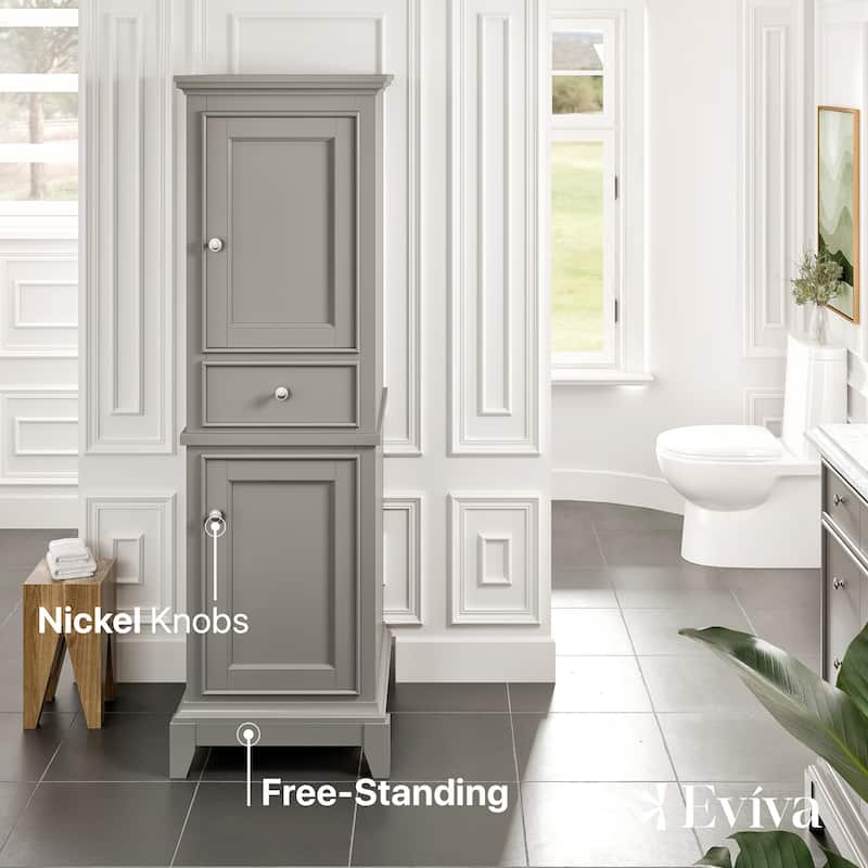 Eviva Elite Stamford 24" Gray Freestanding Linen Cabinet