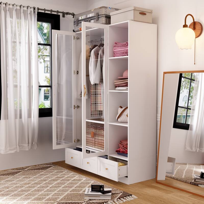 Multi-Piece Wardrobe Set Adaptable Closet Modules Combo Armoires