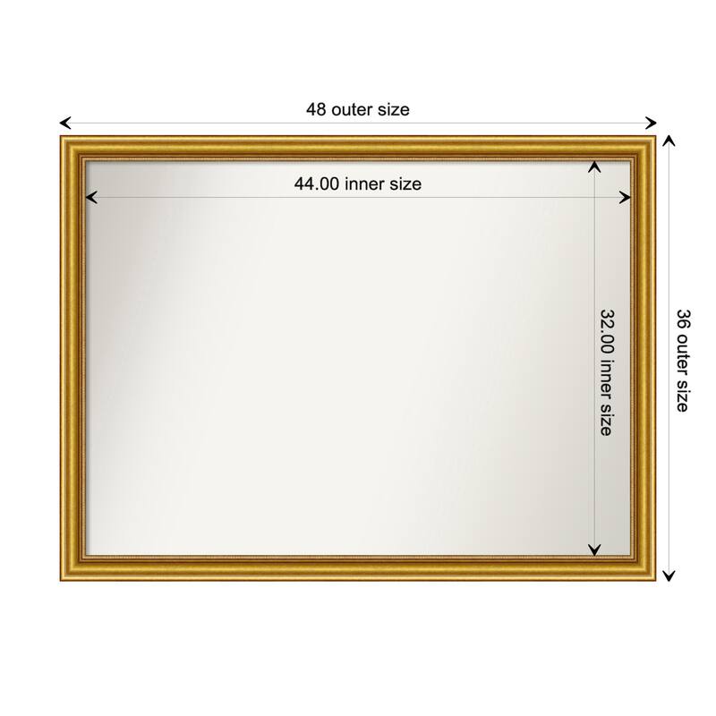 Townhouse Gold Framed Non-Beveled Custom Wall Mirror, Bathroom Vanity Mirror - Outer Size: 47.75 x 35.75