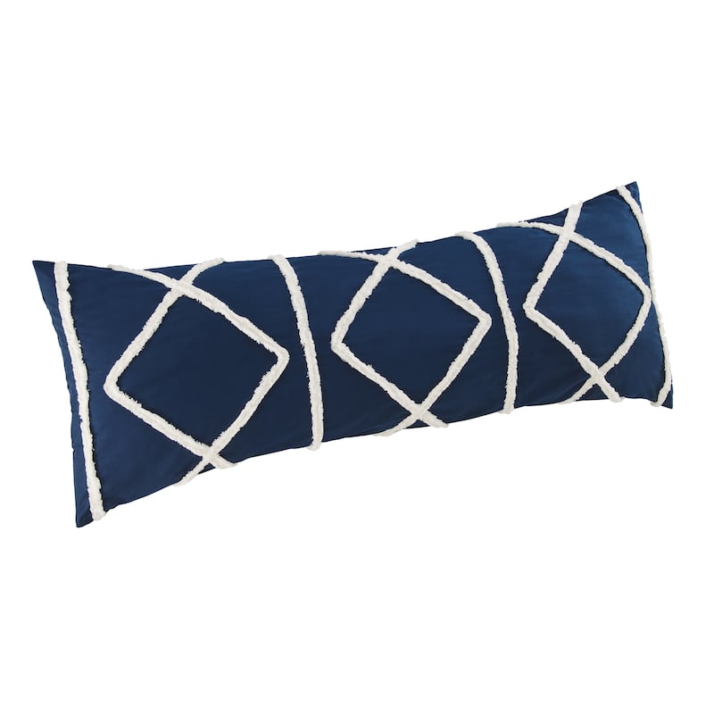 Sweet Jojo Designs Navy Blue Bohemian Boho Chic Body Pillow Case Pillow Not Included Farmhouse Shabby Macrame Minimalist Tufted