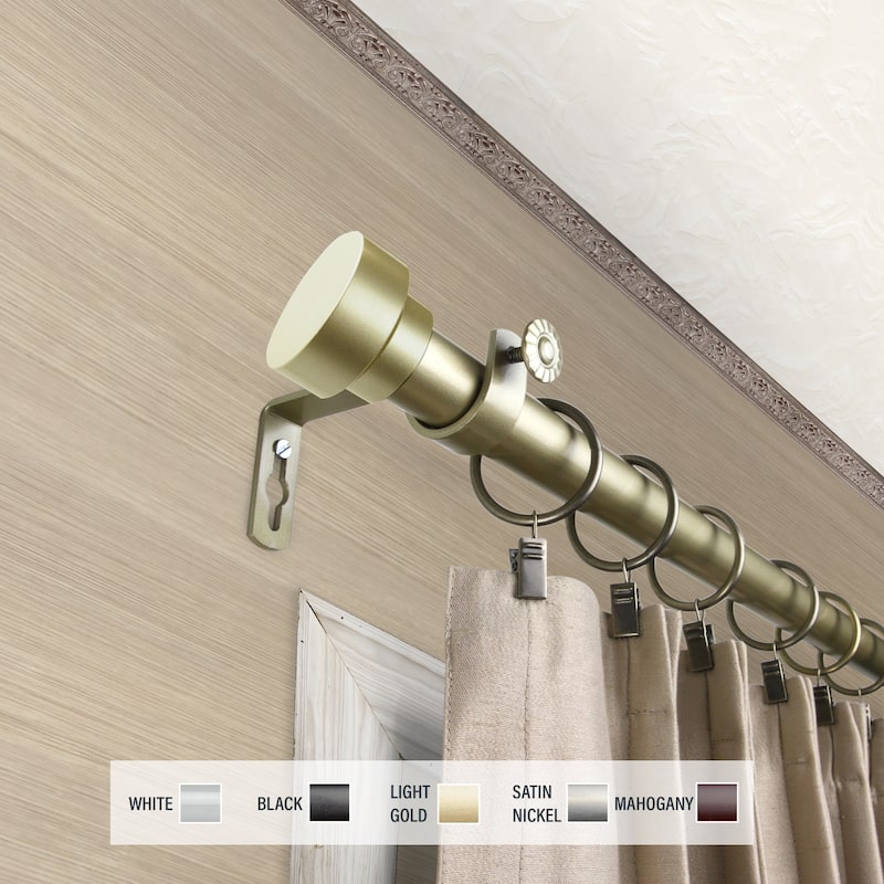 InStyleDesign Beret 1 inch Diameter Adjustable Curtain Rod - 28 to 48 inches - Light gold