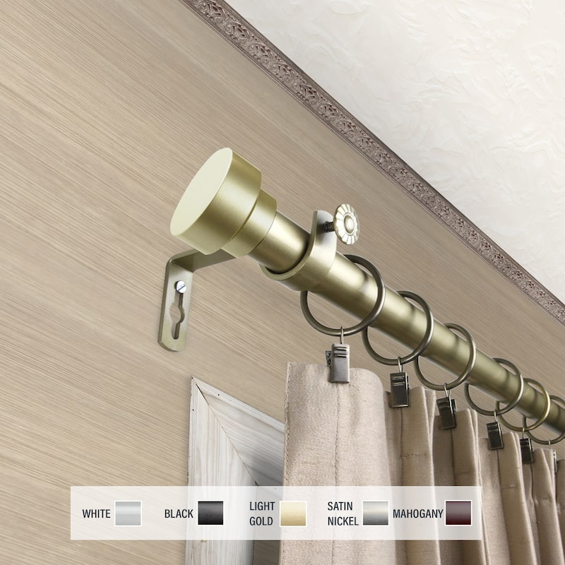 InStyleDesign Beret 1 inch Diameter Adjustable Curtain Rod - 120 to 170 inches - Light gold