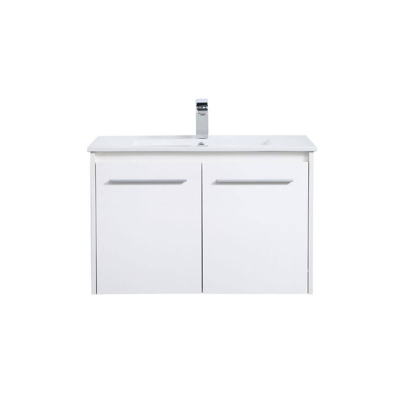 Elegant Lighting VF44030 Rasina 30" Wall Mounted Single Basin Vanity - White - Painted