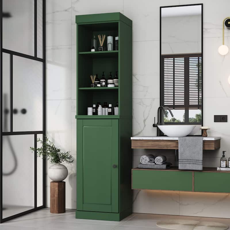 Palace Imports 100% Solid Wood 16.5" Bathroom Storage Cabinet with Solid Doors and Adjustable Shelves - Green