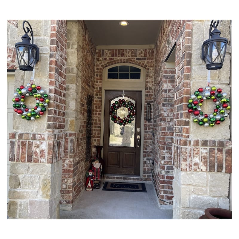 Traditional Colors 2-Finish Shatterproof Ball Christmas Wreath