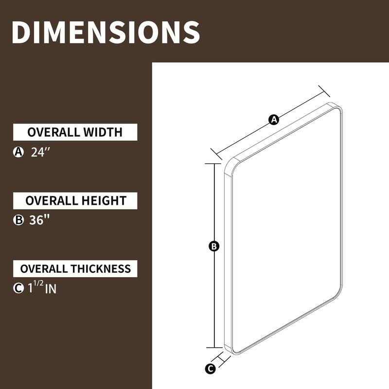 24/30/42/48/60 inch Rectangle Frameless Wall Mounted Bathroom Vanity Mirror