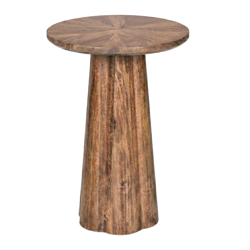 Trevo Round Solid Wood Side Table with Pedestal Base by East at Main