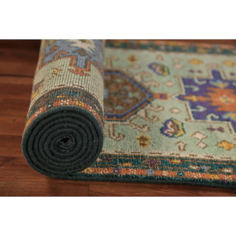 Light Green Khotan Indian Runner Rug Handmade Wool Carpet - 2'5"x 9'10"