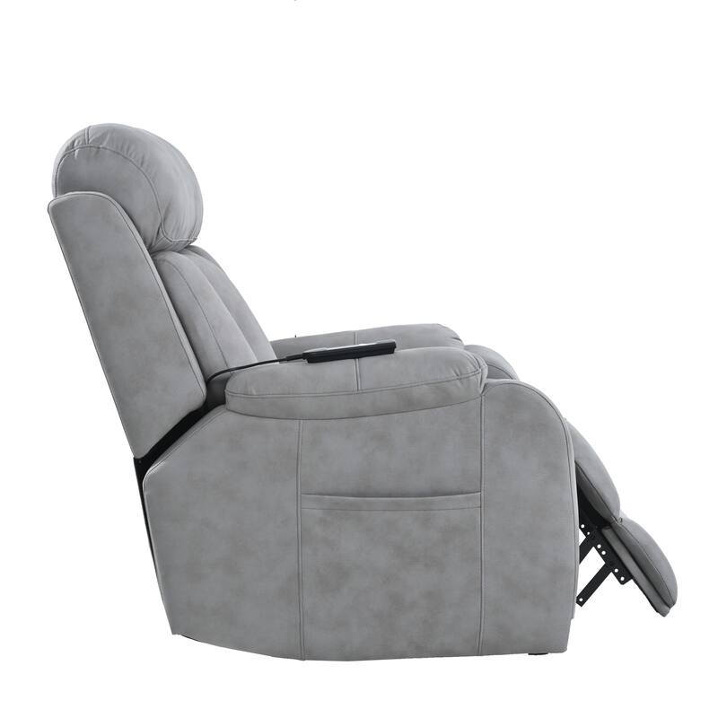 Grey Wide Seat Power Lift Recliner for Seniors with Remote Control, Side Pocket, and Adjustable Recline Options