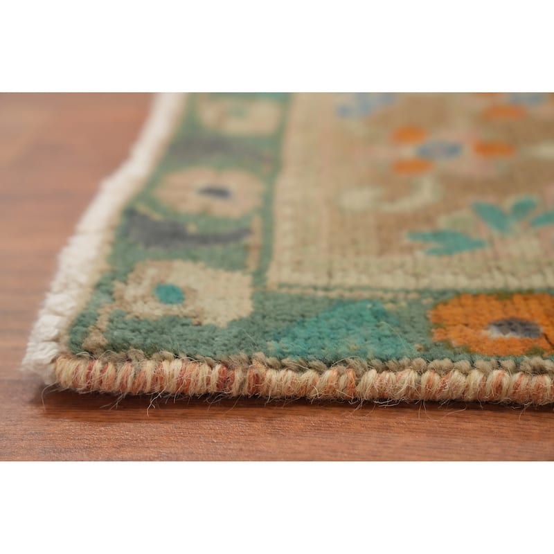 Hand Knotted Oriental 100% Wool Carpet Traditional Floral Peach Tabriz Area Rug - 12' 6'' X 9' 6''