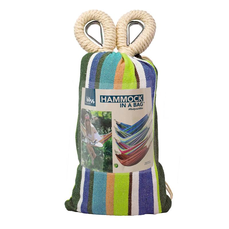 Bliss Hammocks 40" Wide Hammock in a Bag w/ Hand-woven Rope loops & Hanging Hardware | Outdoor, Poolside, Patio, Backyard