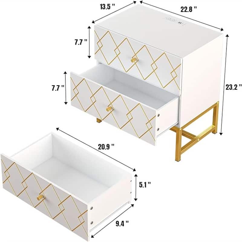 Night Stands with 2 Drawers 23 inches