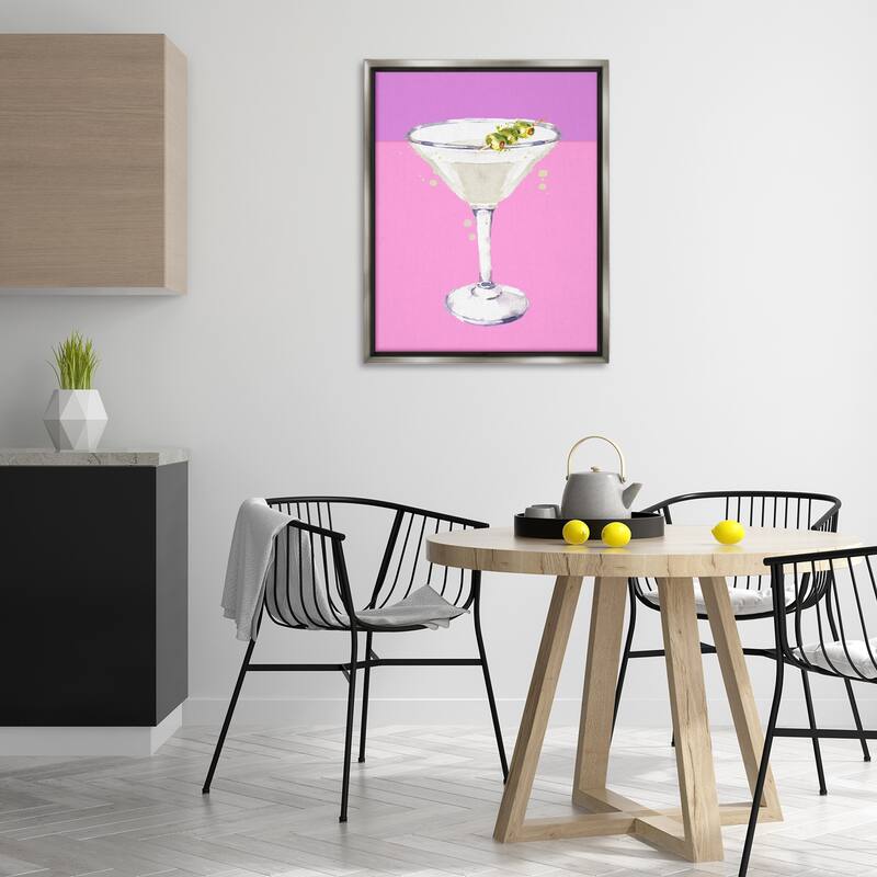 Stupell Bright Olive Martini Framed Floater Canvas Wall Art Design By Susan Jill