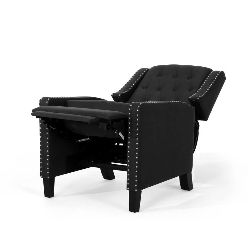 Pushback Recliner Chair, Fabric Armchair Push Back Recliner with Rivet Trim, Mid Century Tufting Accent Chair for Living Room