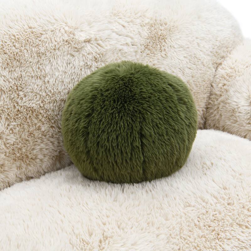 Furniture of America Cynra Modern 45-inch Faux Fur Swivel Arm Chair with Ball Pillow