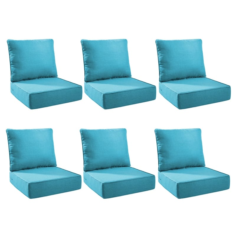 Pocassy 24"x24"x6" Thick Cushions Indoor/Outdoor Deep Seat Cushion - Light Blue - 6 Set Cushion