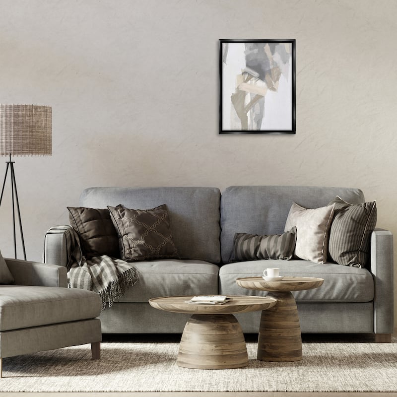 Stupell Elegant Grey & Beige Streaks Framed Floater Canvas Wall Art Design By Rachel Springer