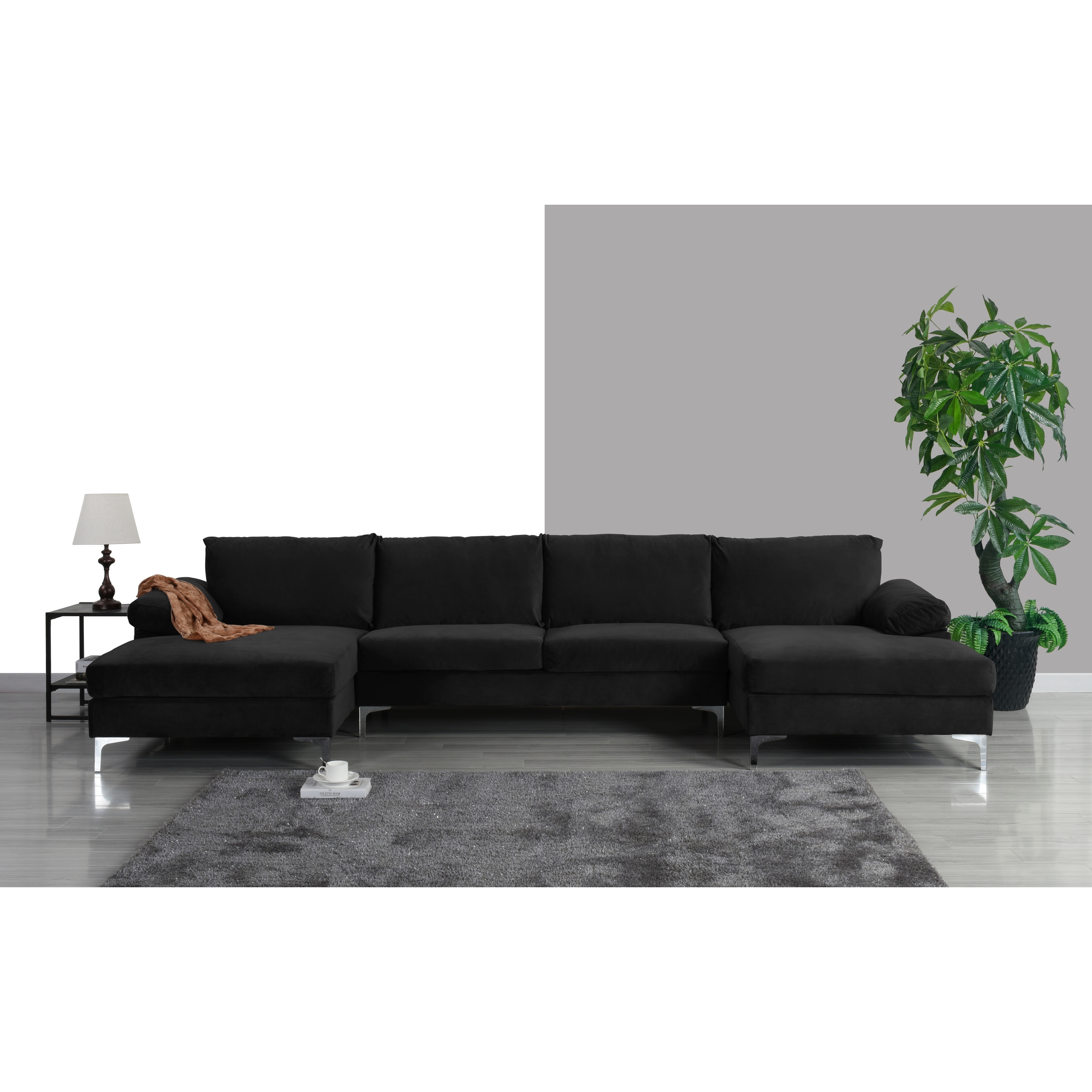 Zeeman kreupel Overwinnen Modern XL Velvet Upholstery U-shaped Sectional Sofa - Overstock - 28156967