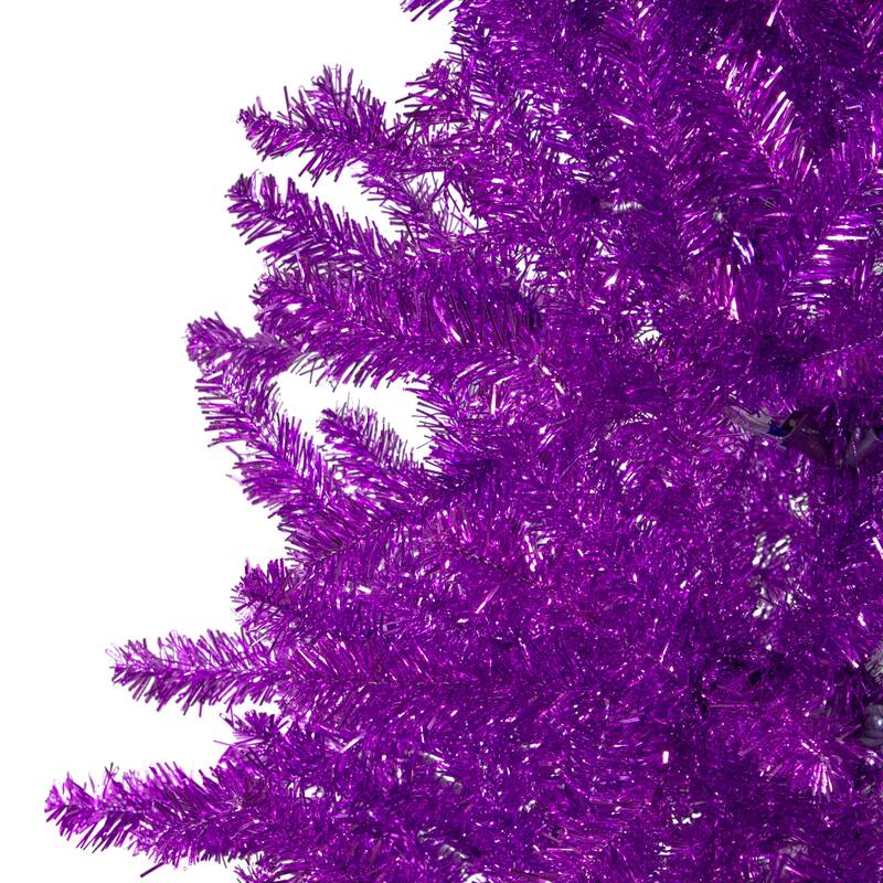 6' Metallic Purple Tinsel Artificial Christmas Tree - Unlit - 6 Foot