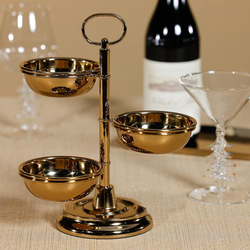 Polished Metal 3-Tier Appetizer and Condiment Server