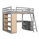 preview thumbnail 7 of 23, All-in-one Full Size Loft Bed Storage Bed with Writing Desk, Bookcase, Pull-out Drawer, Open Shelves, Ladder and Guardrail