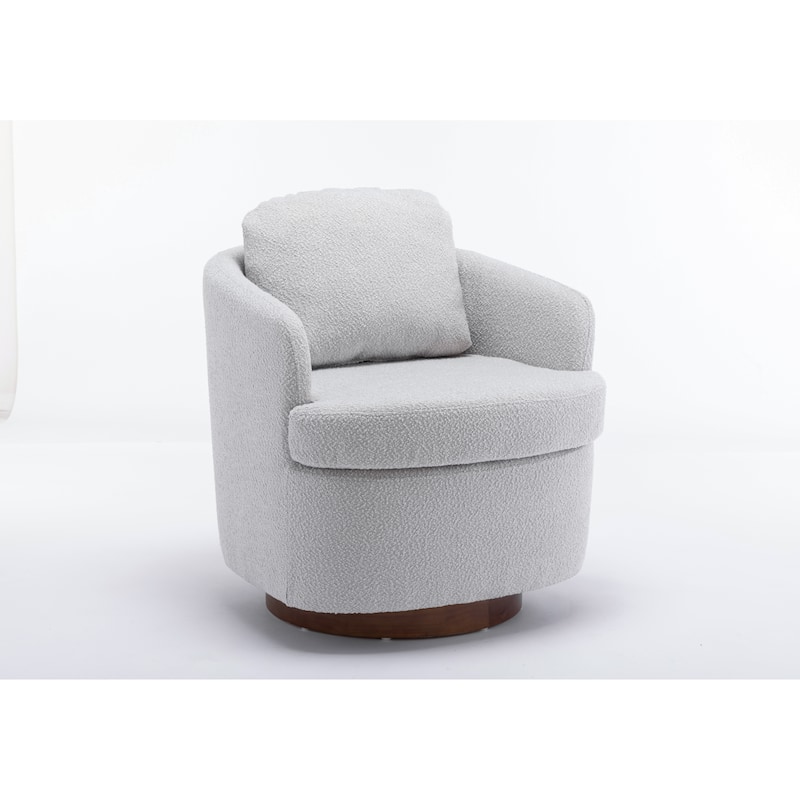 30.3" Swivel Accent Chair with Wood Base