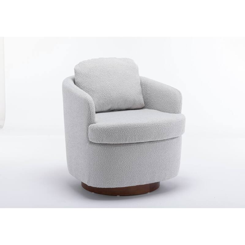 Swivel Accent Chair With Soild Wood Round Brown Base Leg