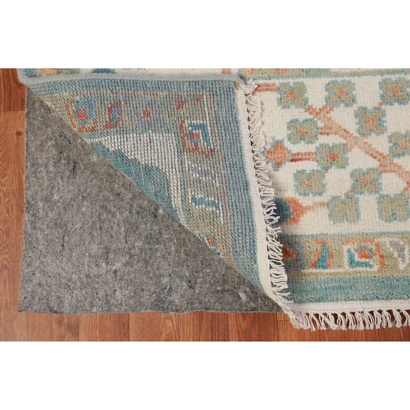 Hand Knotted Oriental 100% Wool Carpet Transitional All-Over Navy Blue & Blues Oushak Area Rug - 12' 4'' X 9' 2''