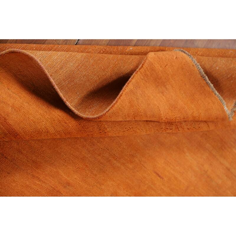 Modern Orange Gabbeh Oriental Area Rug Hand-Knotted Wool Carpet - 5'2" x 7'10"