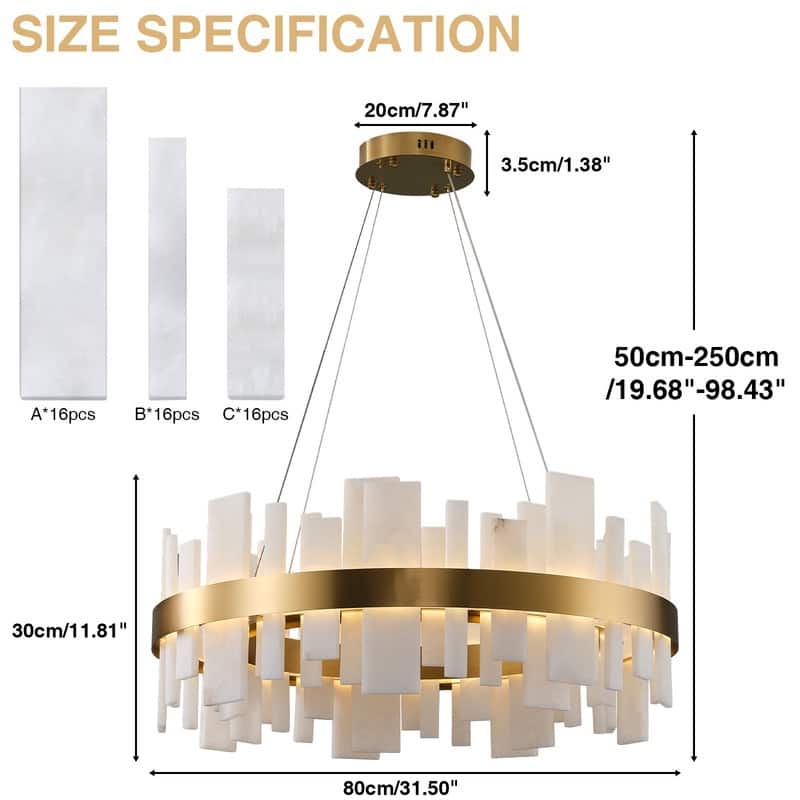 KAYLA 31 in. 8-Lights Drum Gold Chandelier With Alabaster Shade Chandelier