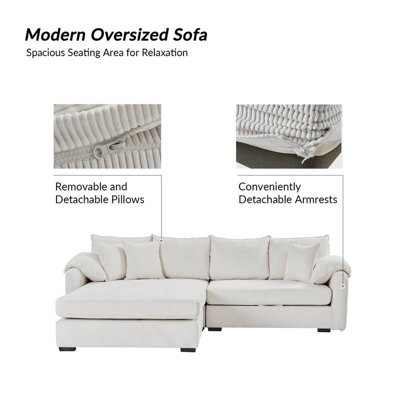Cesare Modern 2-Piece Reversible Cushions Sectional with Storage by HULALA HOME