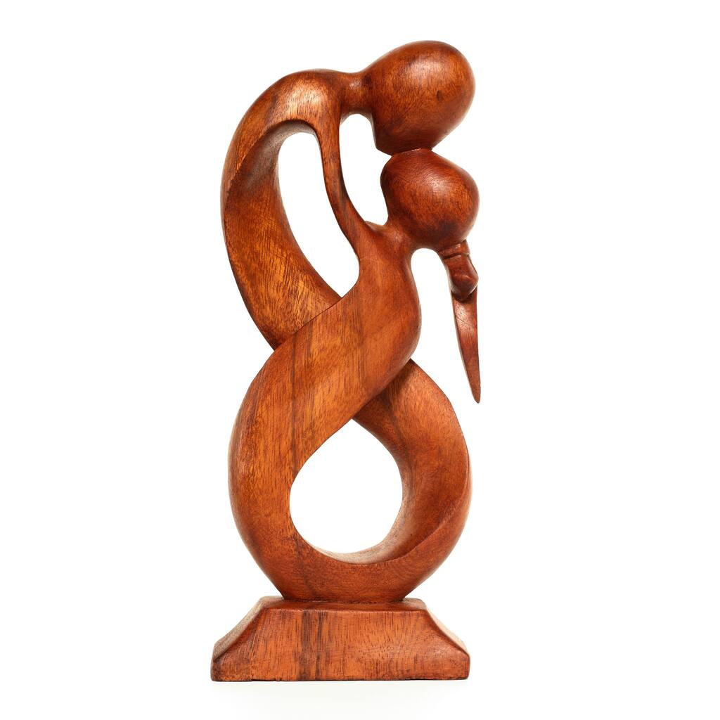 12" Wooden Handmade Abstract Sculpture Statue Handcrafted "Always Yours" Gift Art Home Decor Figurine Accent Artwork Hand Carved