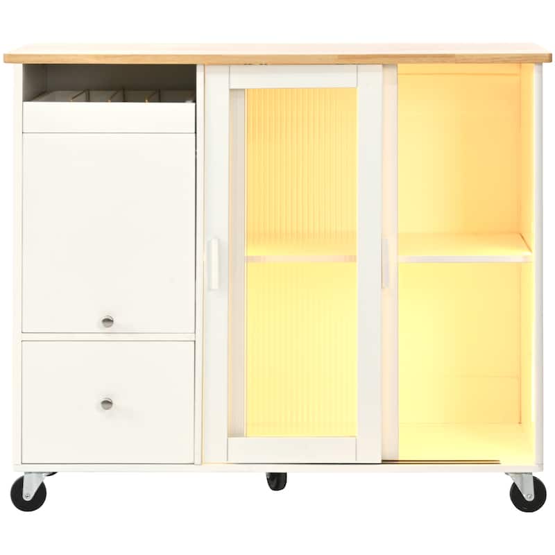 Kitchen Island with Drop Leaf & LED Light