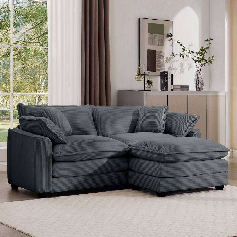 2-Seater Corduroy Sofa with Footrest, Comfortable and Stylish for Small Spaces
