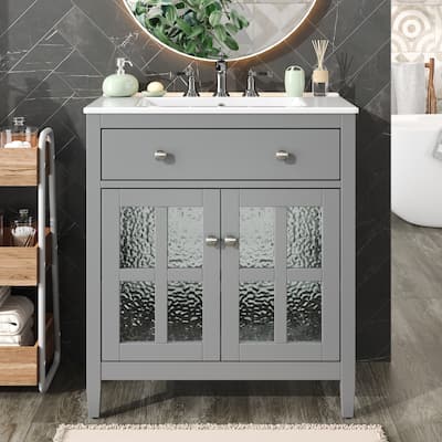 Christopher Knight Home-Josie 30-Inch Bathroom Vanity with Ceramic Sink