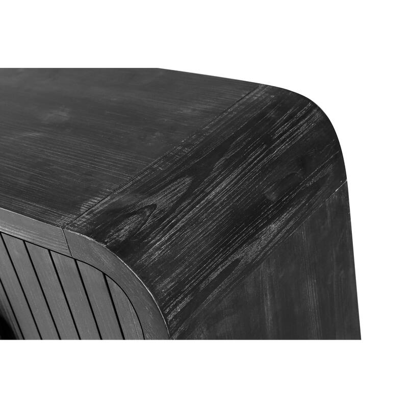 Roomfitters 59" Farmhouse Curved Sideboard, Vintage 4-Door Buffet with Vertical Carving & Large Wood Handles