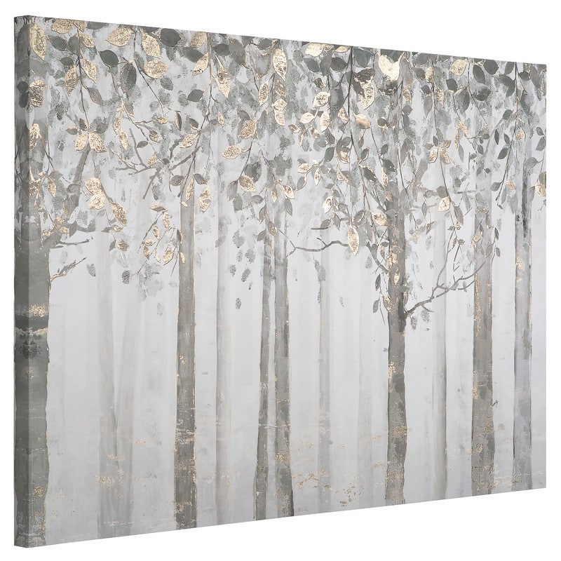 Grey/Yellow Trees Mixed Media Canvas Wall Art - Multi-color