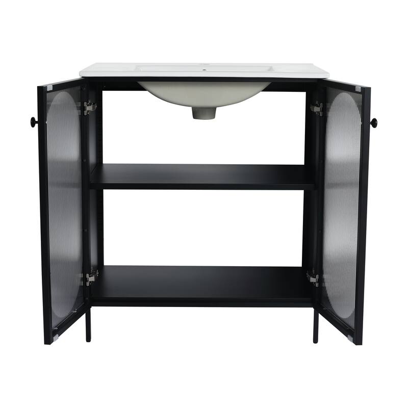 Bathroom Vanity With Sink In 30 Inch, Freestanding Bathroom Vanity With Soft Close Door