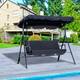 Outsunny 3-Person Porch Lawn Swing with Canopy, Outdoor Yard Glider Swing Chair with Stand - Black
