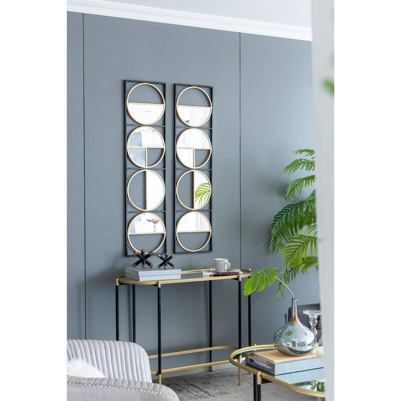 47.2" Eclectic Styling Metal Beaded Black Wall Mirror