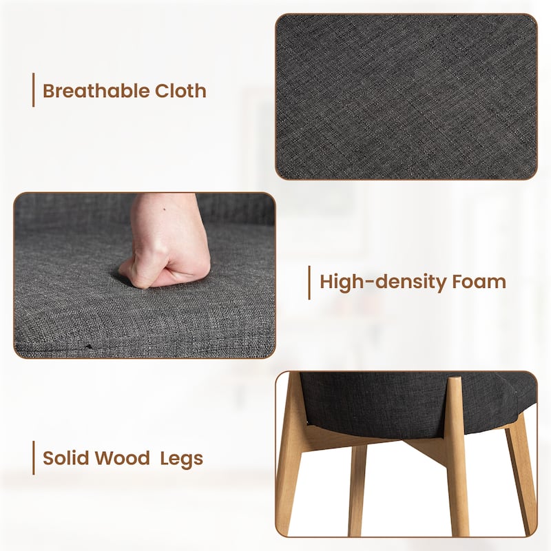 Upholstered Side Chair Dining Chairs Kitchen Chairs with Wood Legs Set of 2