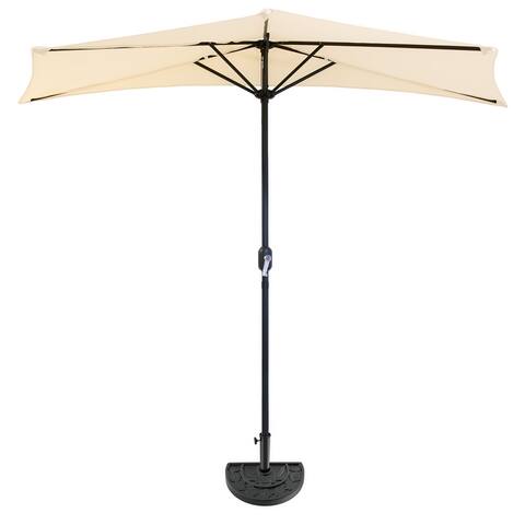 Pure Garden 9 Ft Semicircle Patio Umbrella with Base