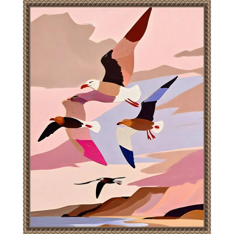 Soaring Silhouette Seagulls by Uma Gokhale Framed Canvas Wall Art
