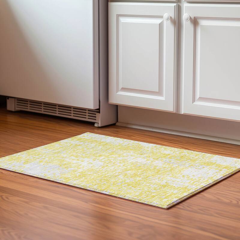 Premium Washable Super Soft Abstract Causal Mayfield Rug - Yellow - 1'8" x 2'6"