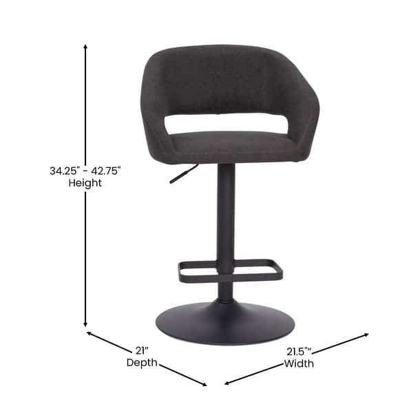 dimension image slide 17 of 18, Vinyl Adjustable Height Barstool with Rounded Mid-Back