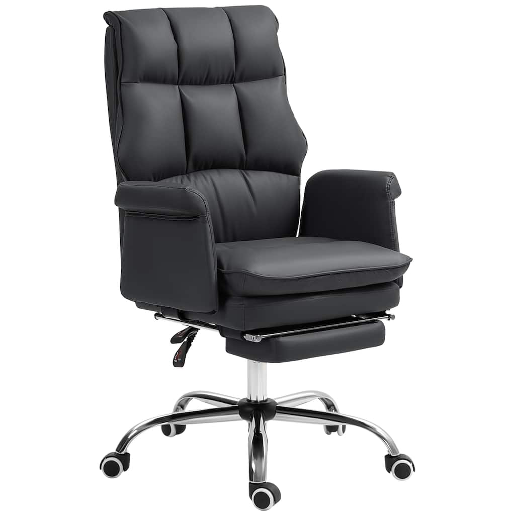 Executive PU Leather Office Chair with Footrest, Ergonomic Reclining Desk Chair, and Swivel Wheels