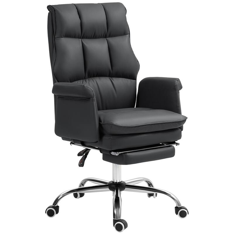 Leisure Chair Leather Visitor Chair with Footrest, Swivel Chair Ergonomic Chair Executive Chair with Wheels