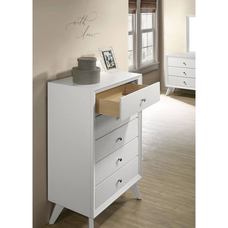 Contemporary White Chest with Angled Legs & Bronze Round Knobs
