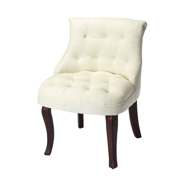 Traditional Oval Linen Slipper Chair - Off White