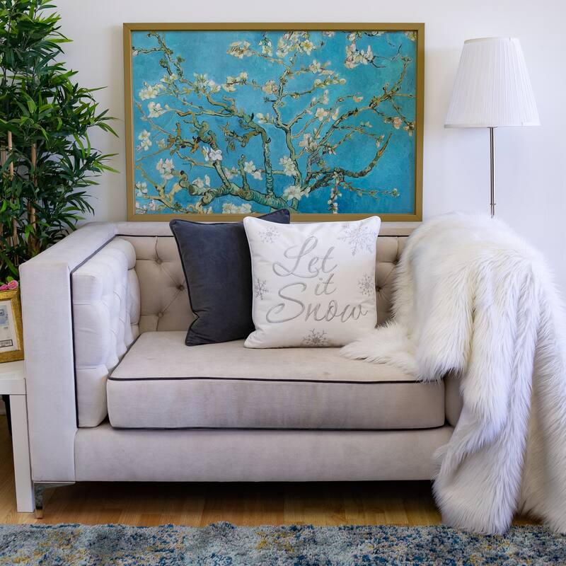 Let It Snow Embroidered Cotton Throw Pillow